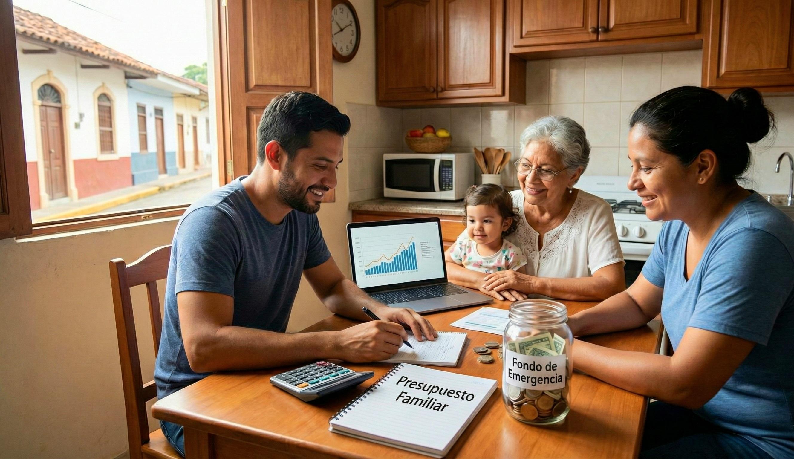 Familia guarareña planificando finanzas personales con ahorros COOPENA